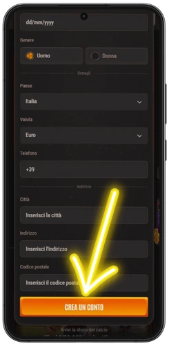 Modulo con dati di contatto e indirizzo