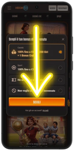 Selezione del bonus di benvenuto